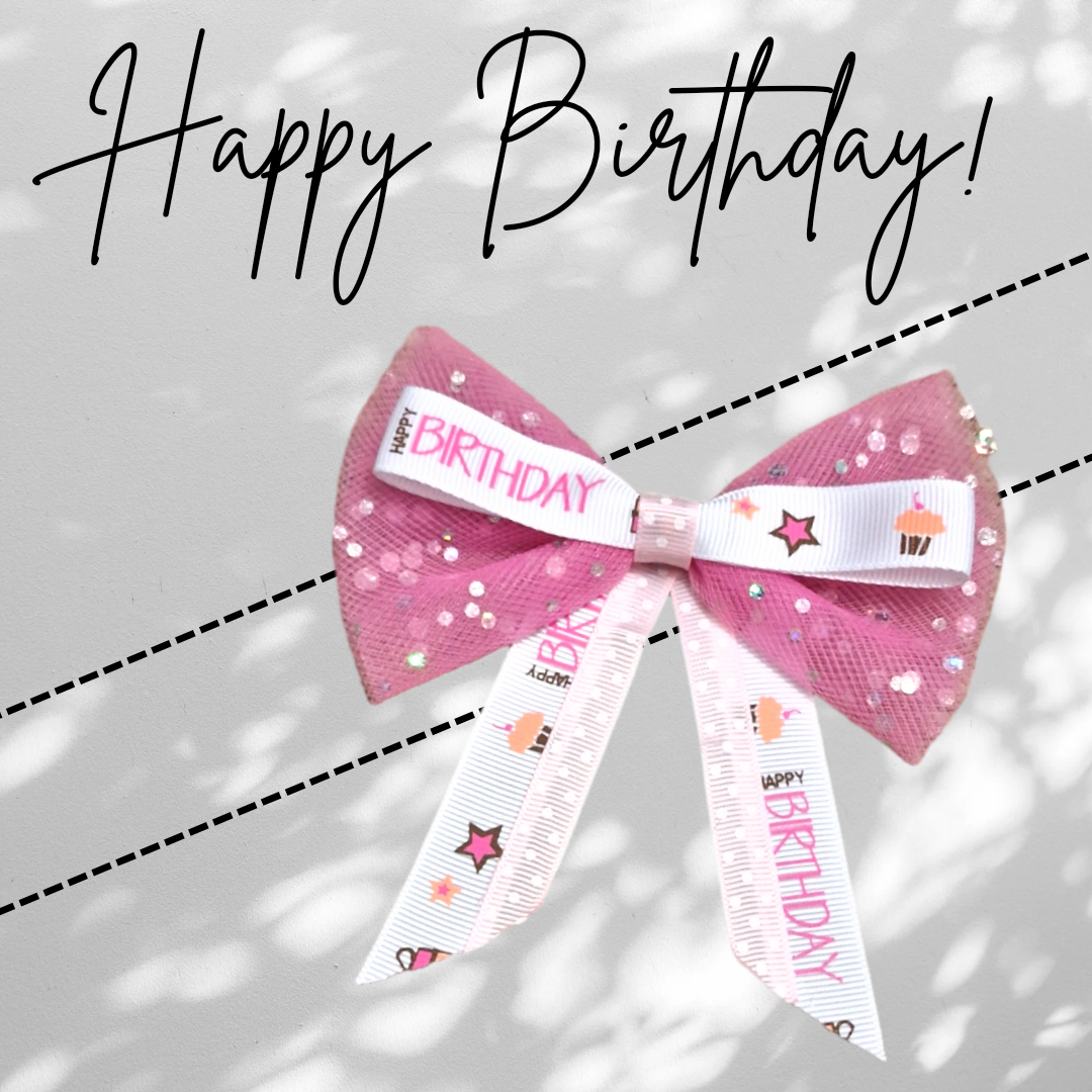 Happy Birthday Bow Pink Large