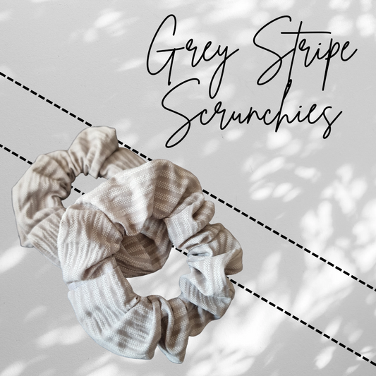 Grey Stripe Scrunchies